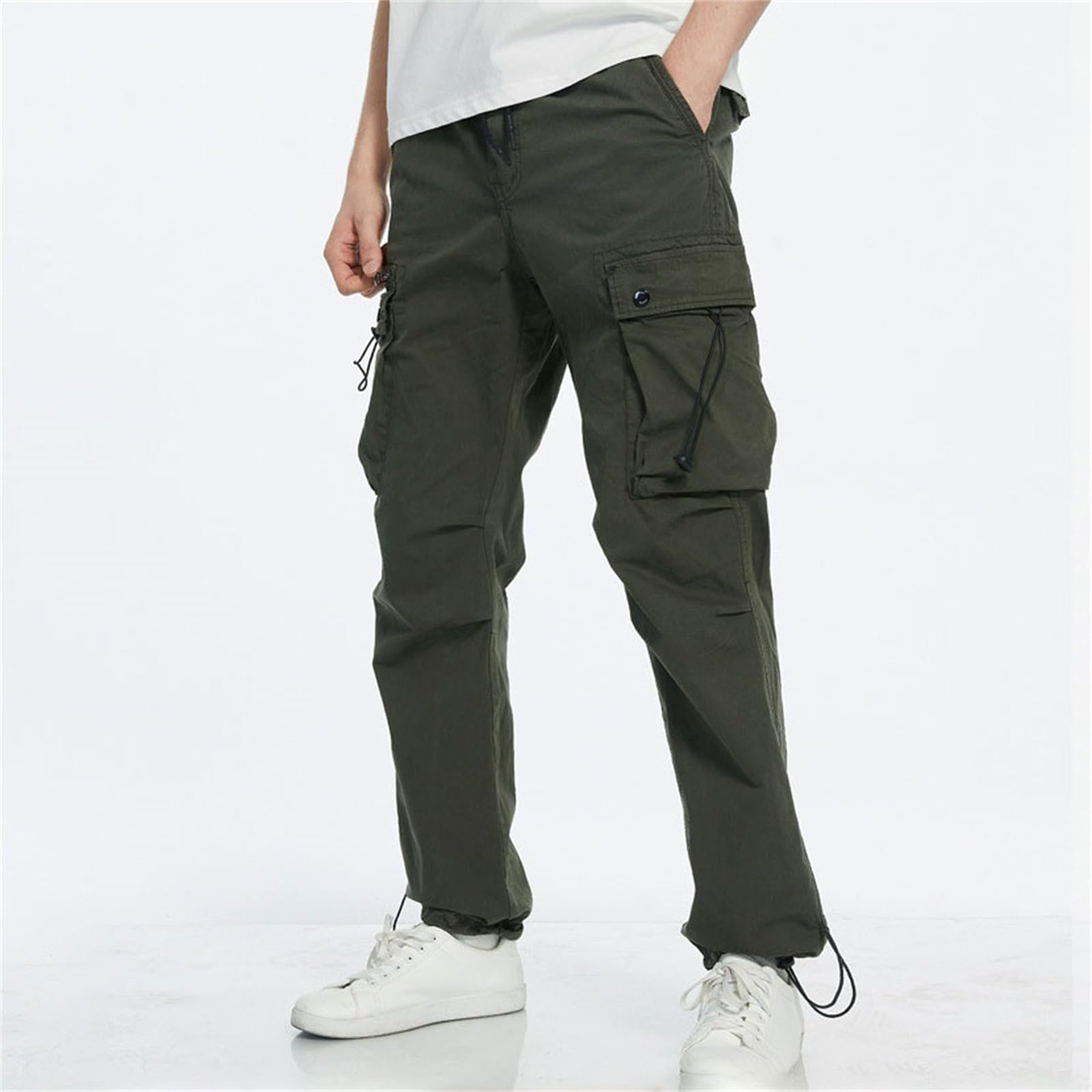 Pantaloni cargo lunghi da uomo, in cotone, per attività all'aria aperta, moderni, con tasche, tinta unita, casual, pantaloni da lavoro, pantaloni cargo vintage, pantaloni da trekking per uomini