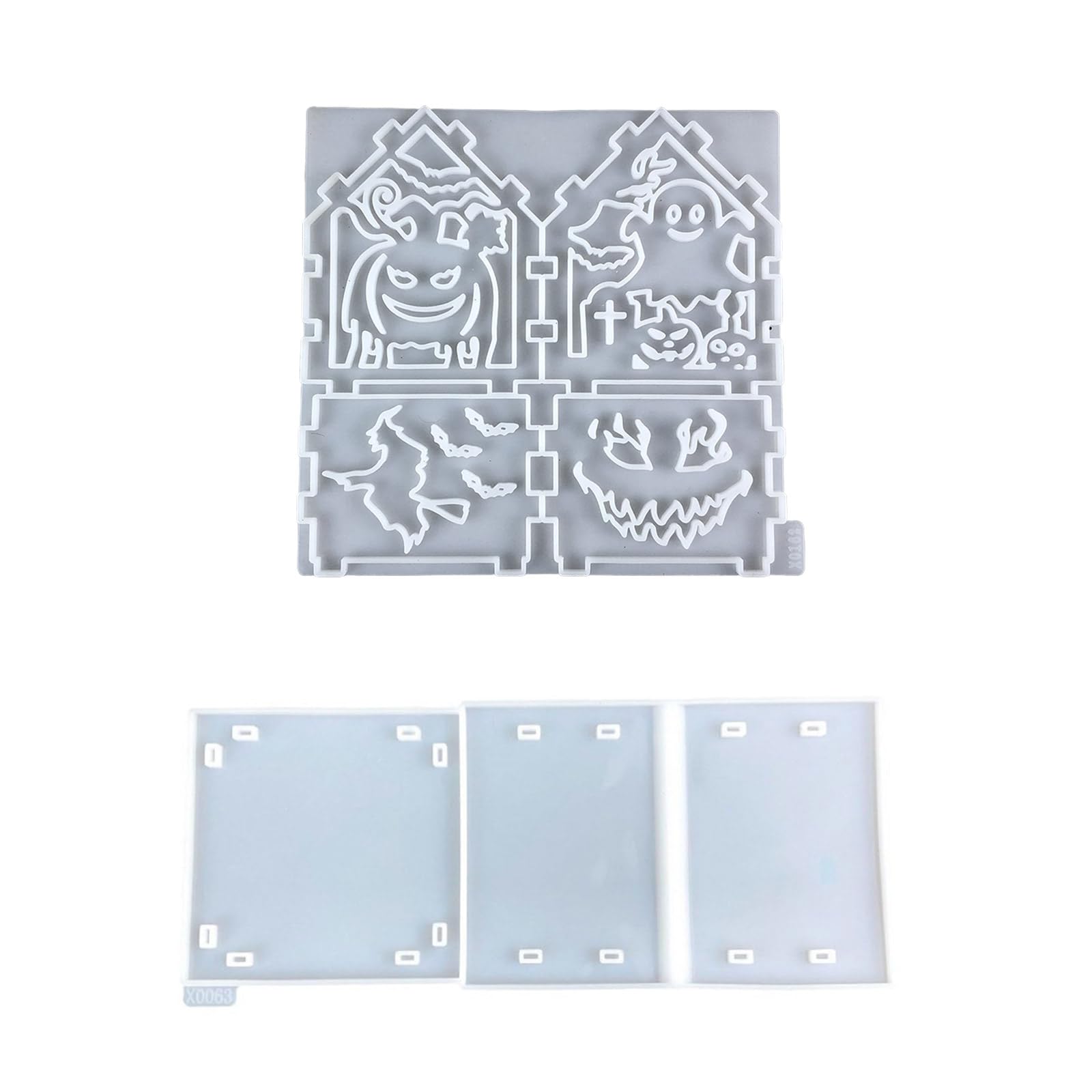 Elnwnnkc 2Pieces Halloween Silicone Mold Set Crafting Silicone Texture for House Decorations Crafting and Baking House Molds