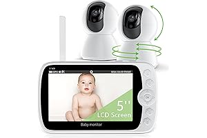 שני מצלמות מוניטור לתינוק עם מצלמה פיצול מסך, HD פאן-טילט-זום