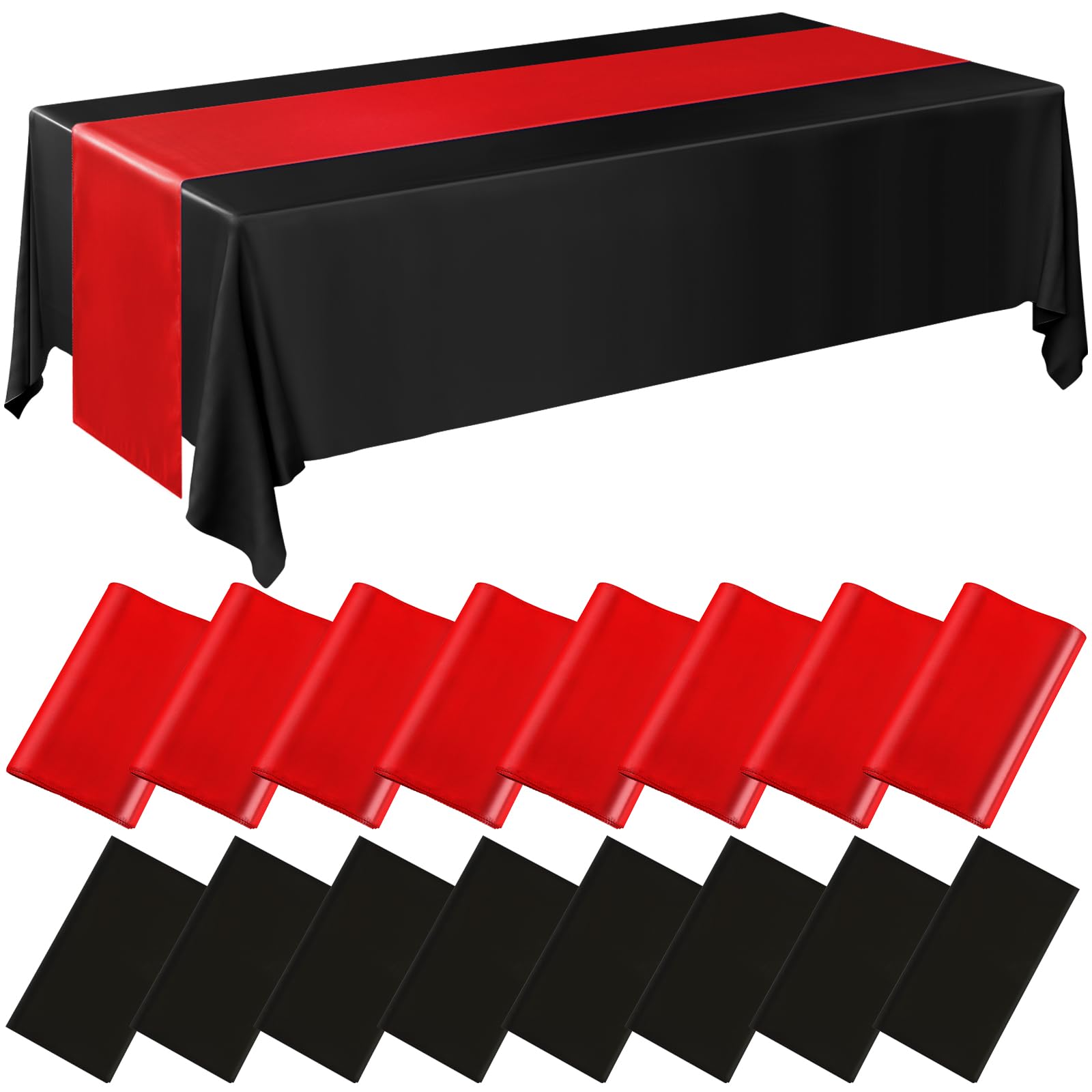 Photo 1 of Tudomro 16 Pc Plastic Tablecloth & Satin Runner Set, 54x108 Inch