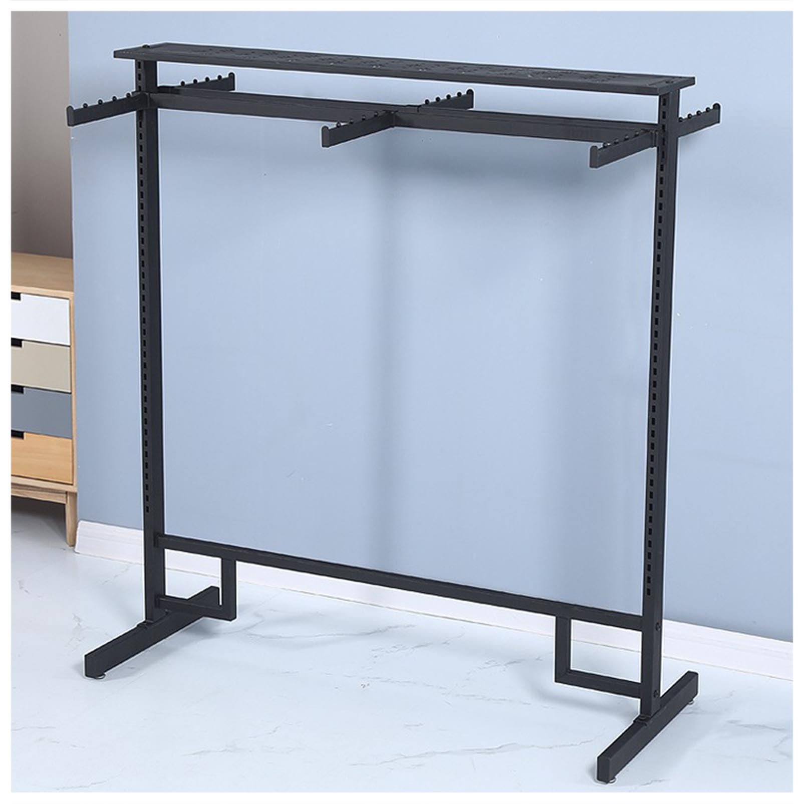 YNBSHGAA Modern Garment Rack Clothing Store Retail Display Rack, Floor-Standing Pants Hanger Dress Clothes Shelves, Commercial Clothing Organizer in Retail Boutiques, Bedroom Laun,Black