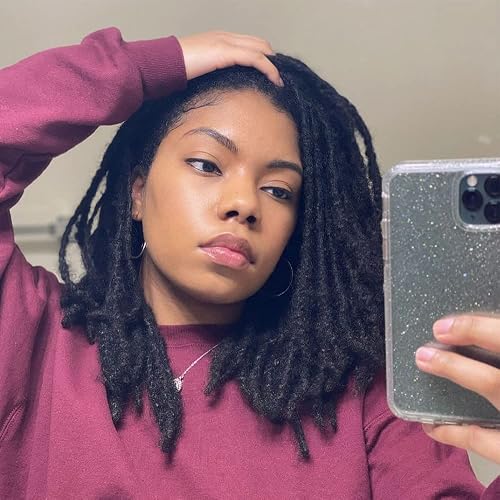 Real Human Hair Loc Extensions for Women/Men/Kids 10 inch 10 Strands 0.6cm Thickness 100% Handmade Can Be Dyed,Curled and Bleached Natural Black Permanent Dreadlock Extensions