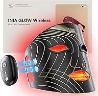 INIA Glow Wireless Red Light Therapy Mask with 850nm NIR LEDs - Hands-Free Rechargeable LED Face Mask for Anti-Wrinkle, Clarity & Smoothing