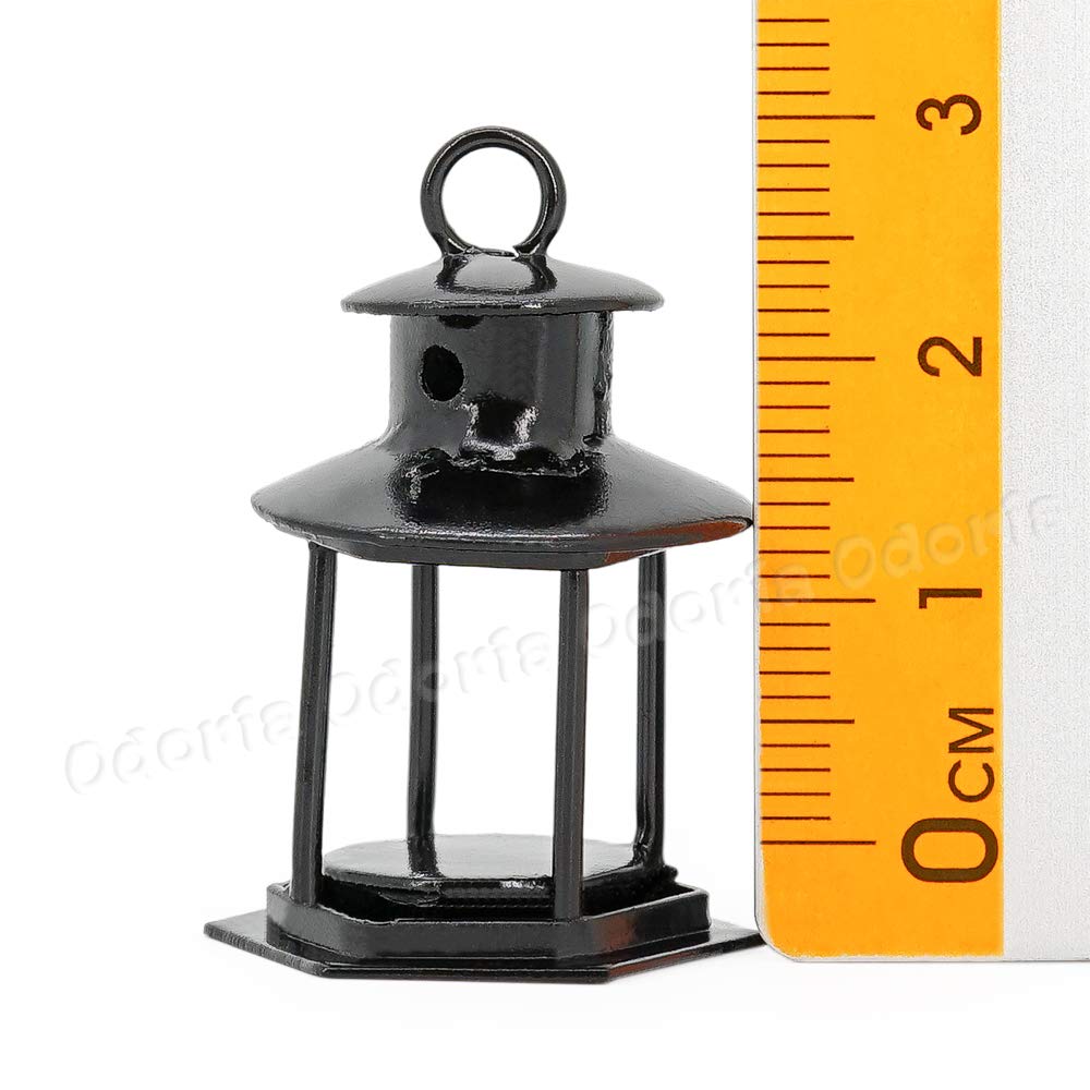 Odoria Lanterne De Kérosène Miniature 1/12 – Accessoire Maison De Poupée En Métal Noir – Décoration 2,3x2x3,5 Cm