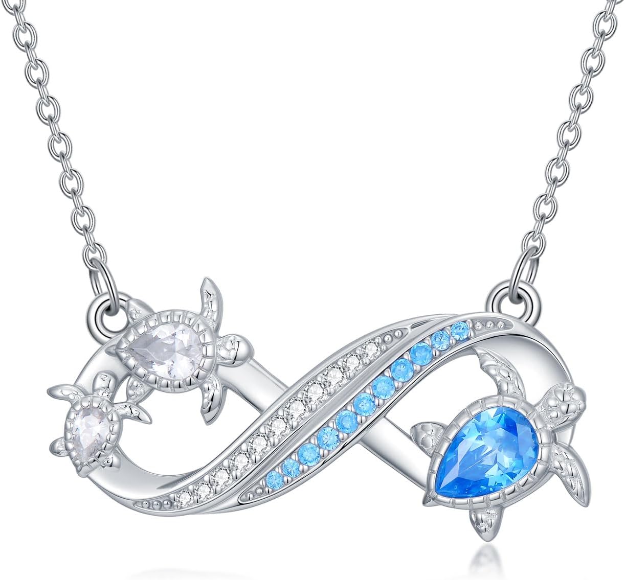 Dorunmo Infinity Necklace 925 Sterling Silver Sea Turtle/Dolphin Necklace Infinity Pendant Necklace Ocean Animal Jewelry for Women Friends Marine Animal Lovers