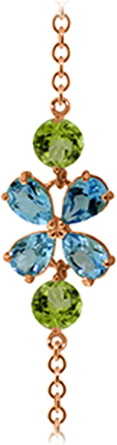 Galaxy Gold GG 3.15 Carat 14k Solid Rose Gold Bracelet Blue Topaz Peridot - Image 3