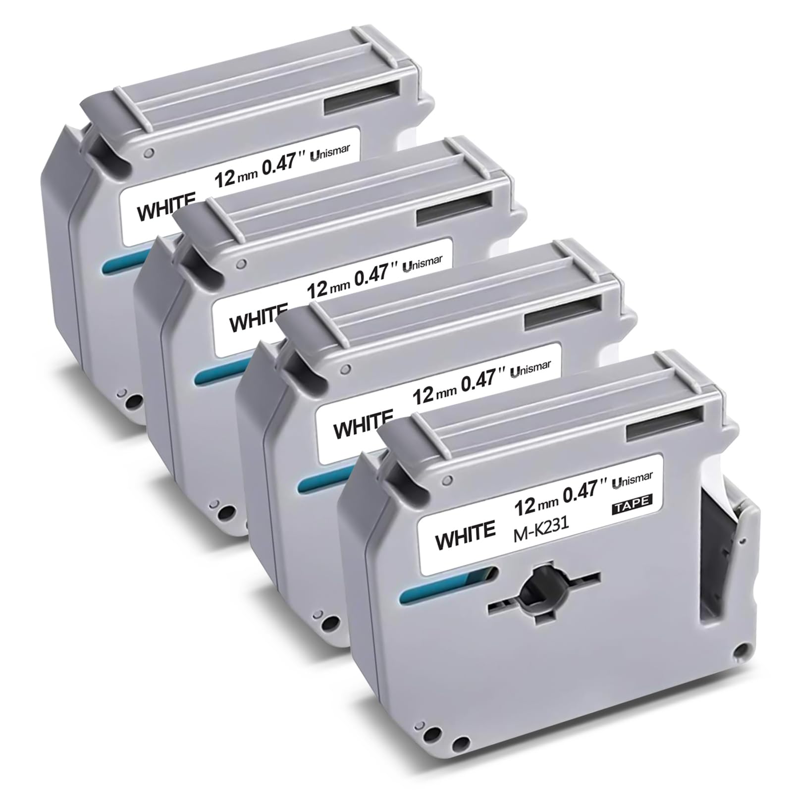 Unismar M-K231 PT-M95 Tape 12mm 0.47 White M-K231 MK-231 MK231 M231 1/2''x 26.2' Label Tape Replace for Brother Ptouch for PT-65 PT-85 PT-90 PT-70 PT-
