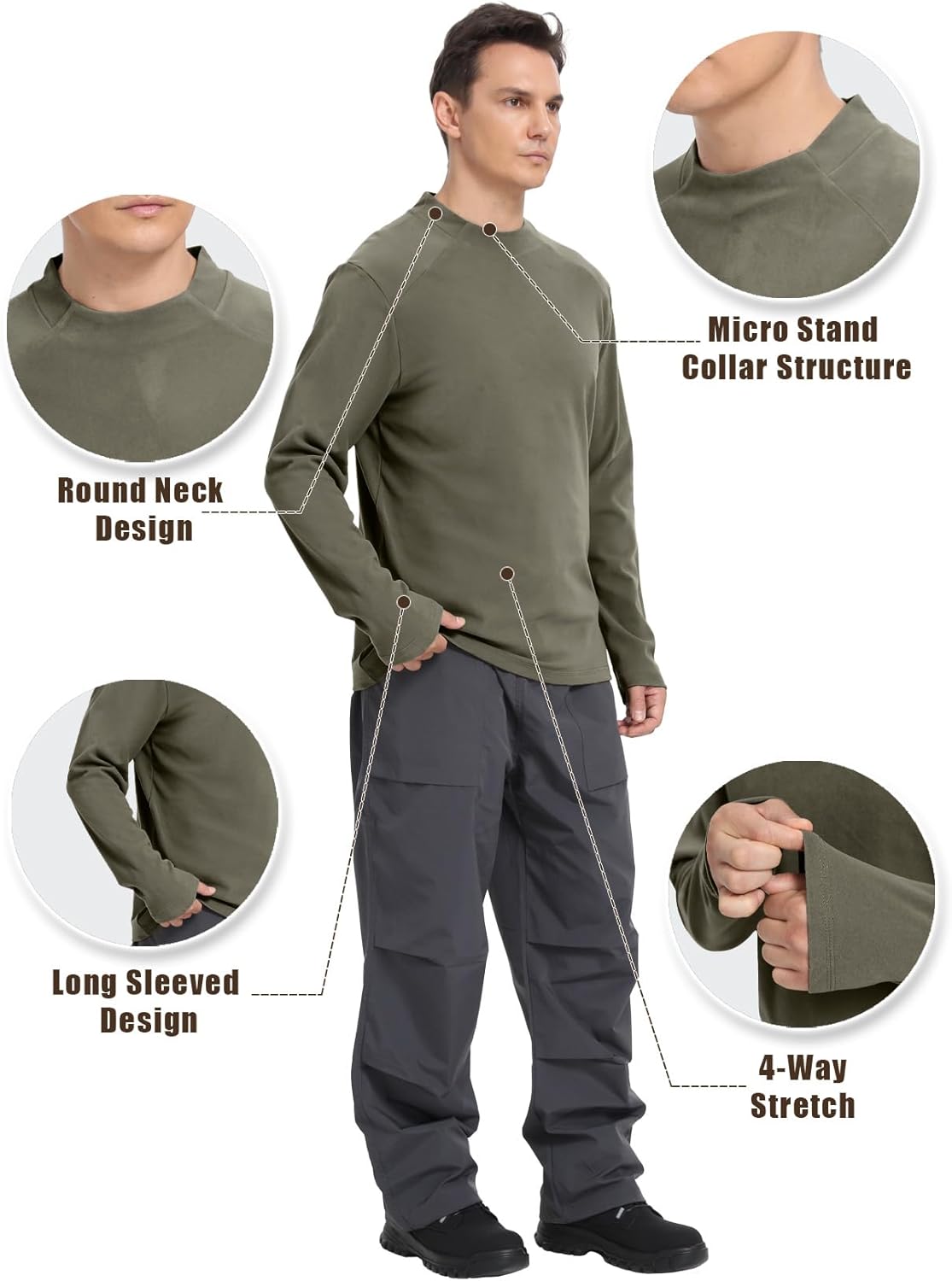 3 Pack Men's Crewneck Pullover Soft Long Sleeve Thermal Shirts Running Gym Workout Winter Warm Sweatshirt - Image 5