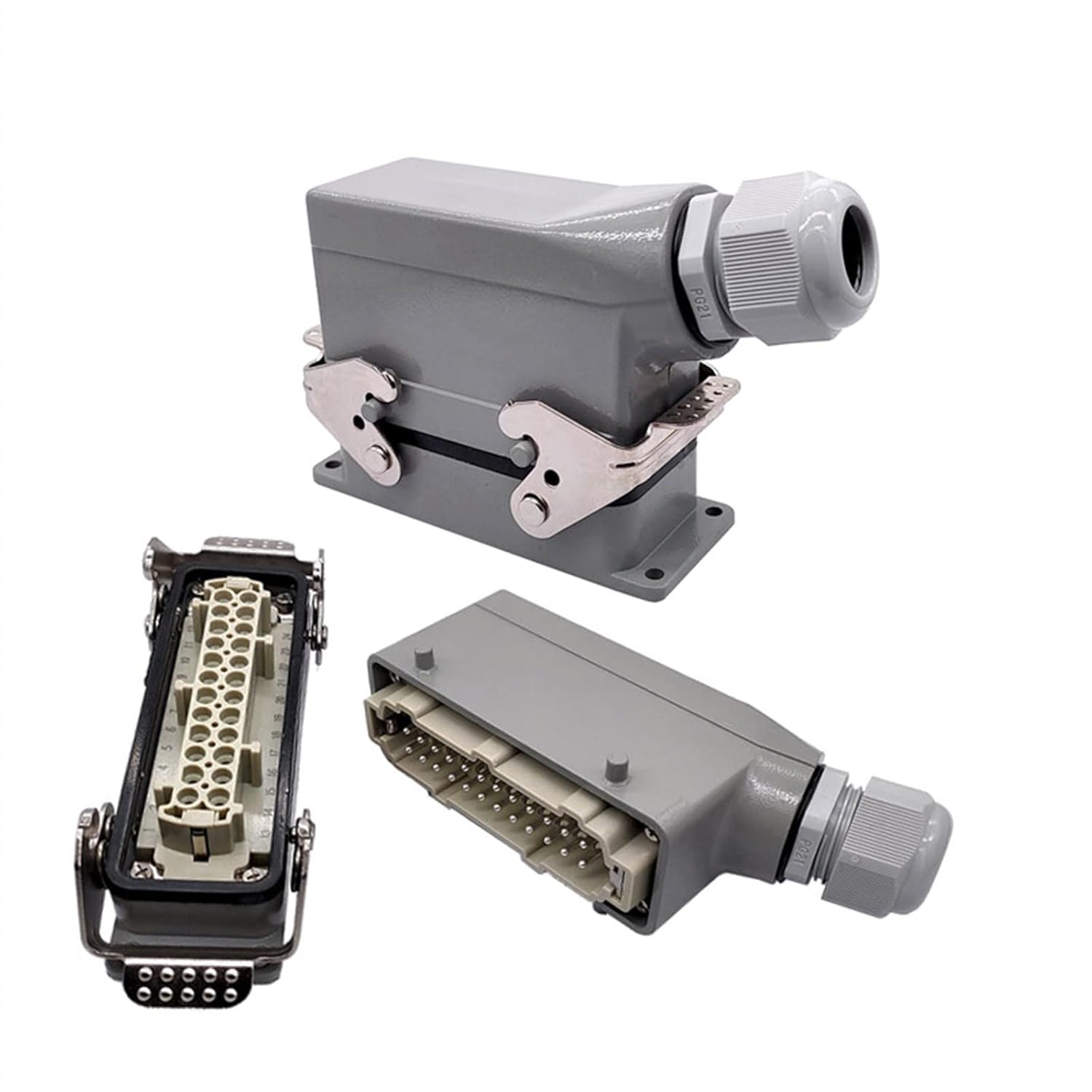 Heavy Duty Connectors HDC-HE-024-1/2/3/4 F/M 24pin Screw Connection Industrial Rectangular Aviation Connector Plug 16A 500V 1Pcs(HDC-HE-024-3)