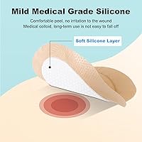 Vista 4 de Vendaje de espuma sacro, vendaje de espuma de silicona para el sacro con borde, vendaje grande de 7x7 pulgadas para llagas en las nalgas, apósitos
