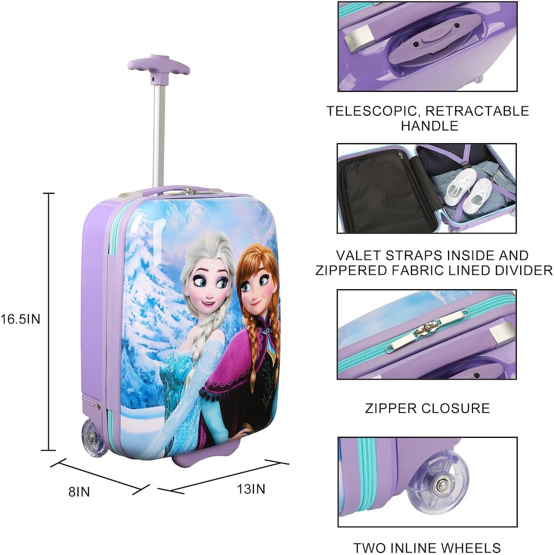 Bioworld Frozen Anna & Elsa 16.5" Youth 2-Wheel Luggage