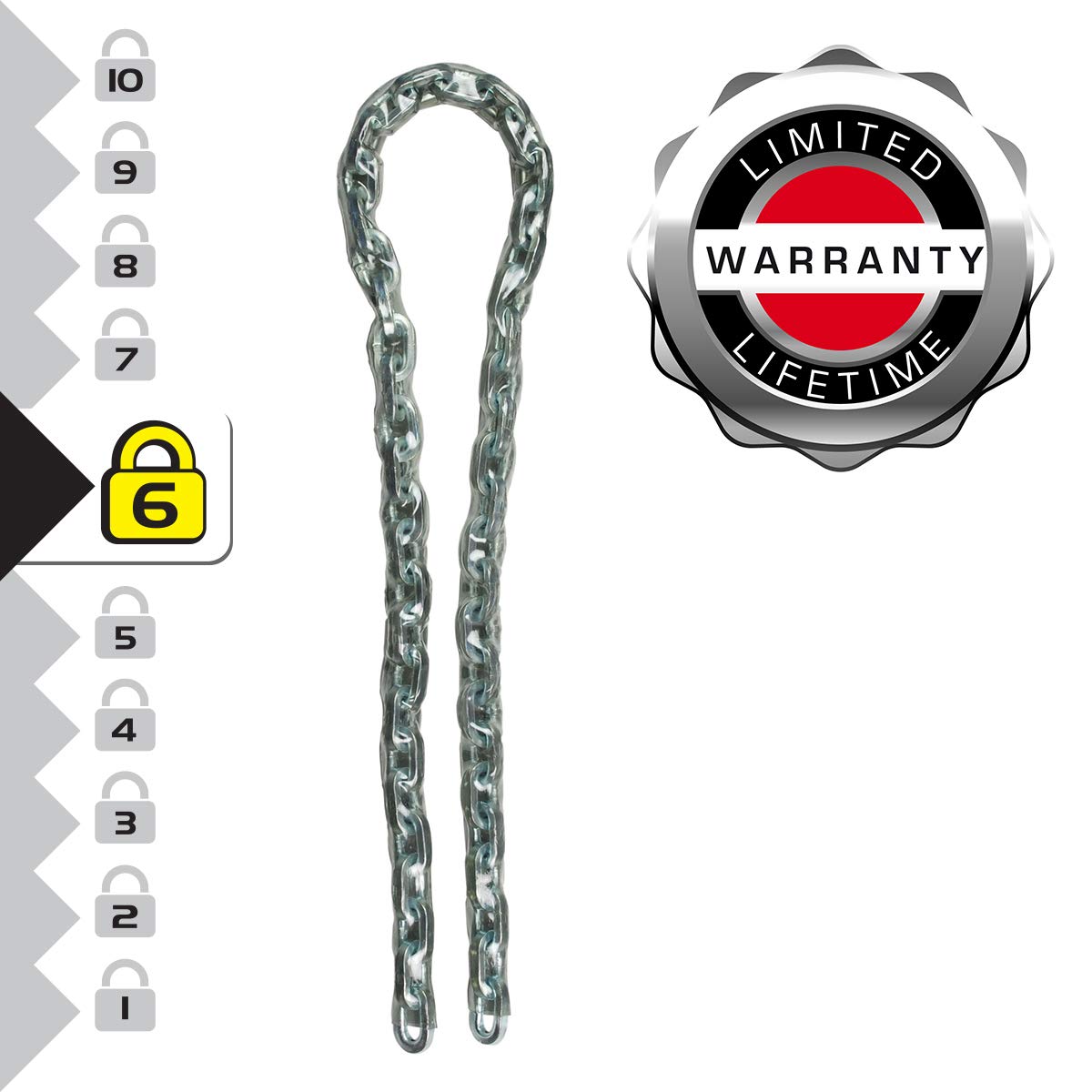 Master Lock 8012EURD Chaîne en acier cémenté, 150 cm x 0,6 cm