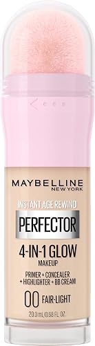 Maybelline New York Instant Age Rewind Instant Perfector 4-In-1 Glow Makeup - Primer, Concealer, Highlighter and BB Cream in 1, Fair/Light, 0.68 fl oz