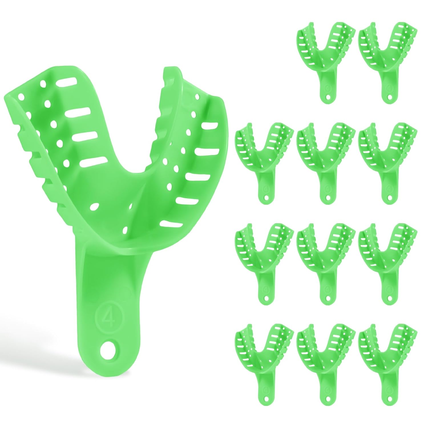 Dental Impression Trays, 12 Pcs Disposable Perforated Plastic Trays