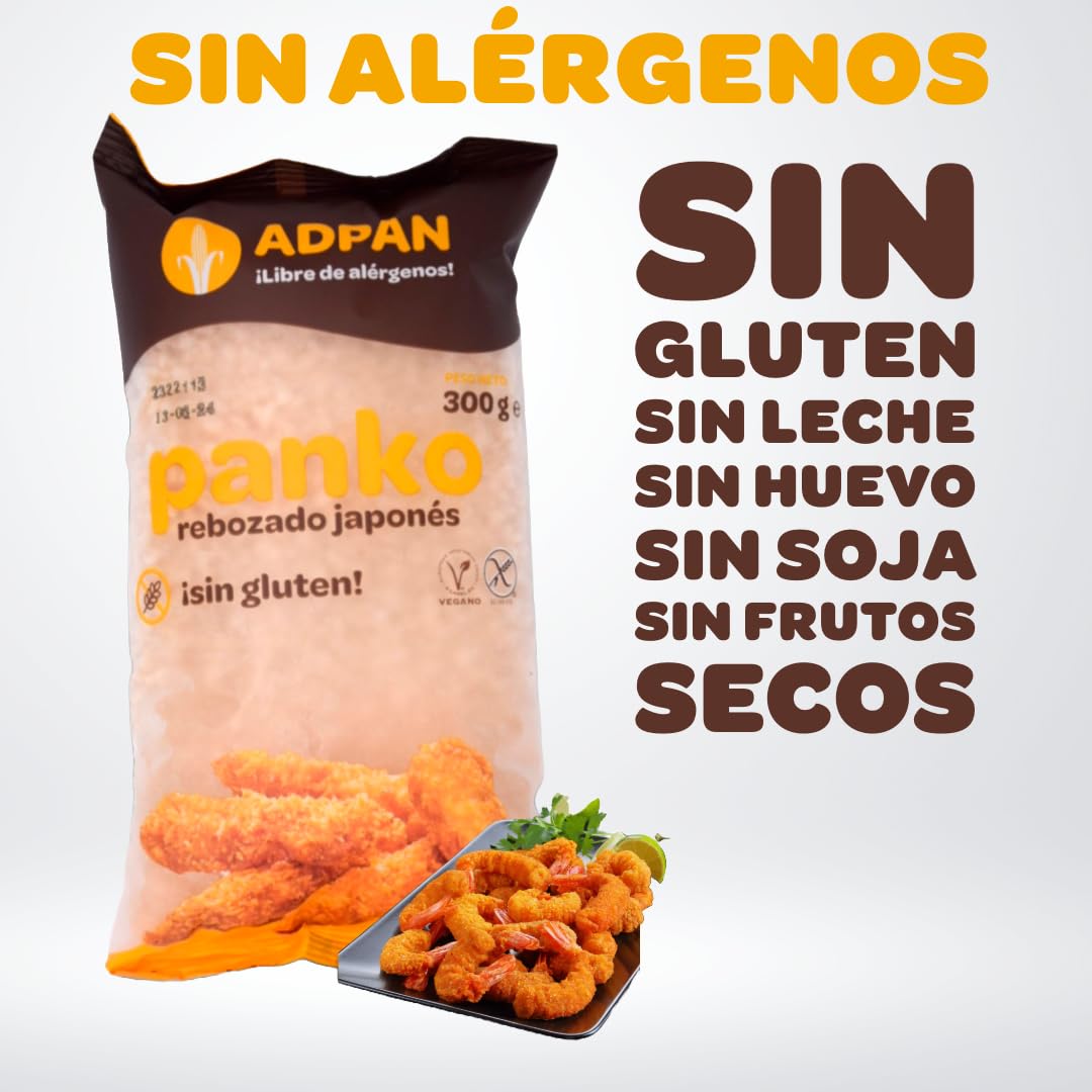 ADPAN Panko Sin Gluten Pack 3 x 300g Rebozado Crujiente Pan rallado Japonés Apto para celiacos
