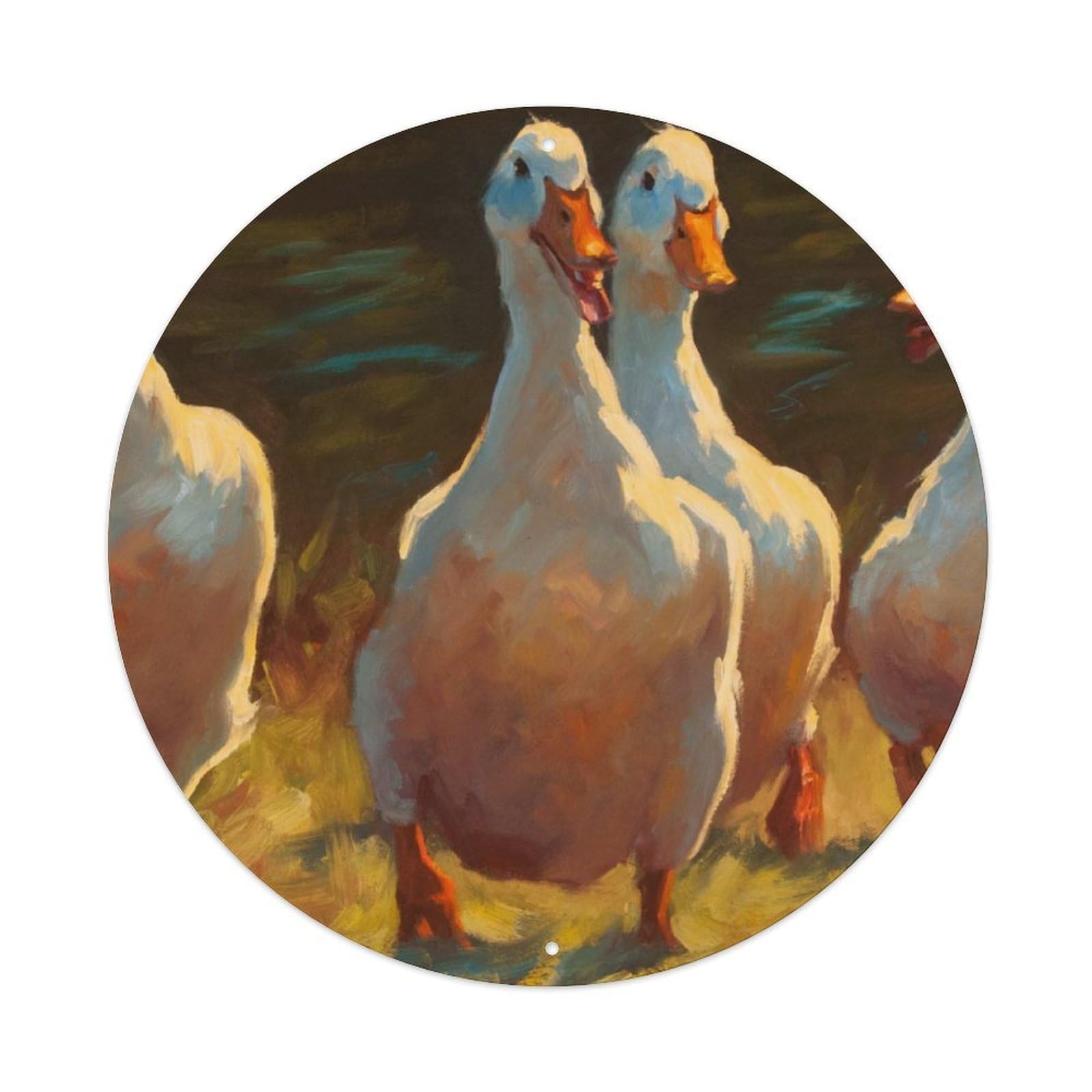 Animal Artwork Four Happy Ducks Vintage Metal Tin Sign Plaque Wall Decor for Cafe, Club Bar, Office, Garden Metal Poster 8x8Inch