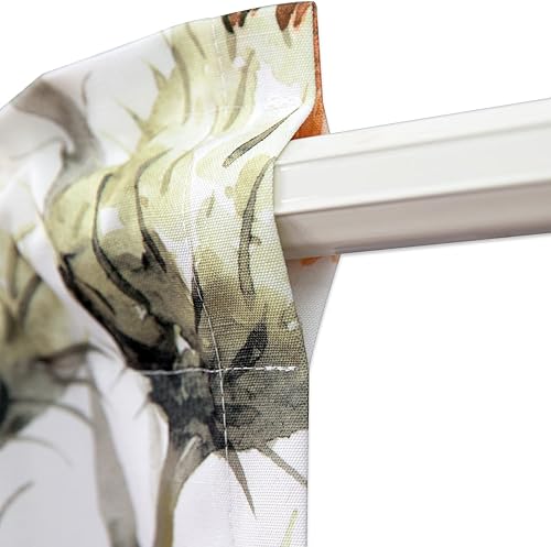 Miniatura 5 de Leeva Cortinas de lino para cocina, cenefas de lino con estampado de flores de eficiencia energética, bolsillo para barra, cortinas pequeñas para