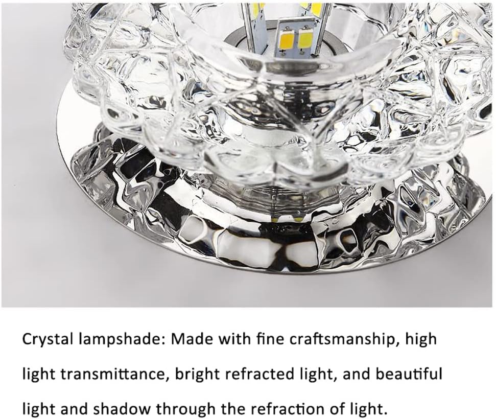 3W,5W Entryway Crystal Downlight 8-Pack Stainless Steel Led Recessed Ceiling Lamp for Bedroom Lighting,2in-3.5in Eyeball Spotlights,Chrome Finish