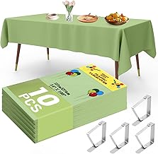 Disposable Tablecloth Rectangular Tablecloths Pack of 10 Plastic Tablecloths Waterproof Birthday 137 x 274 cm Beer Table Tablecloth with Table Clips for Party Wedding Festivals (Green)