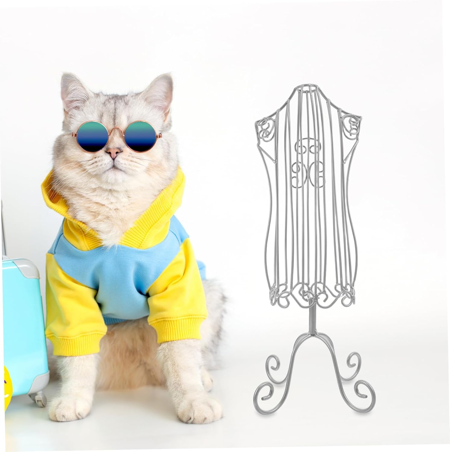 Miniature Wire Mannequin PET Clothes Display Stand Iron Silver