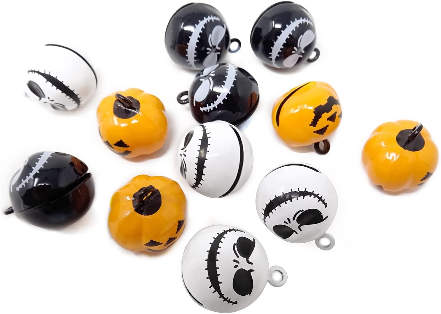 Honbay 12PCS Halloween Decorations Ornaments Pumpkin Bells Ghost Skull Bells for Halloween Tree, Earrings, Pet Collar, Keychain, Wind Chimes, DIY Crafts, etc
