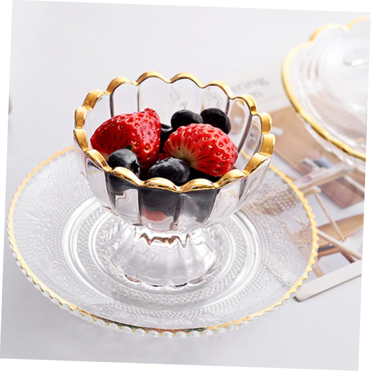 4pcs Fashionable Glass Dessert Cup Trim Elegant and Pudding Glass for Parties and Special Occasions Capacity