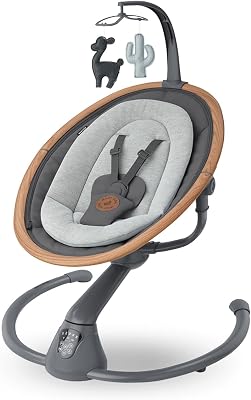 Maxi-Cosi Cassia Hamaca bebé eléctrica, 0-6 meses, máx. 9 kg, balancin bebe, 12 melodías, rotación 360°, detección automática, 5 velocidades, 2 posiciones de reclinación, Essential Graphite