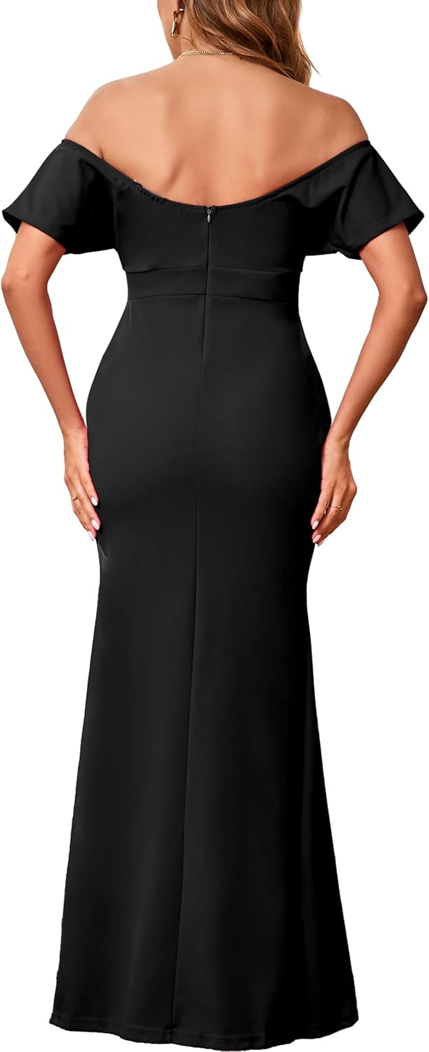 Formal Dresses for Women Cocktail Sexy Off Shoulder Floor Length Long Evening Party Dress with Zipper - Image 8
