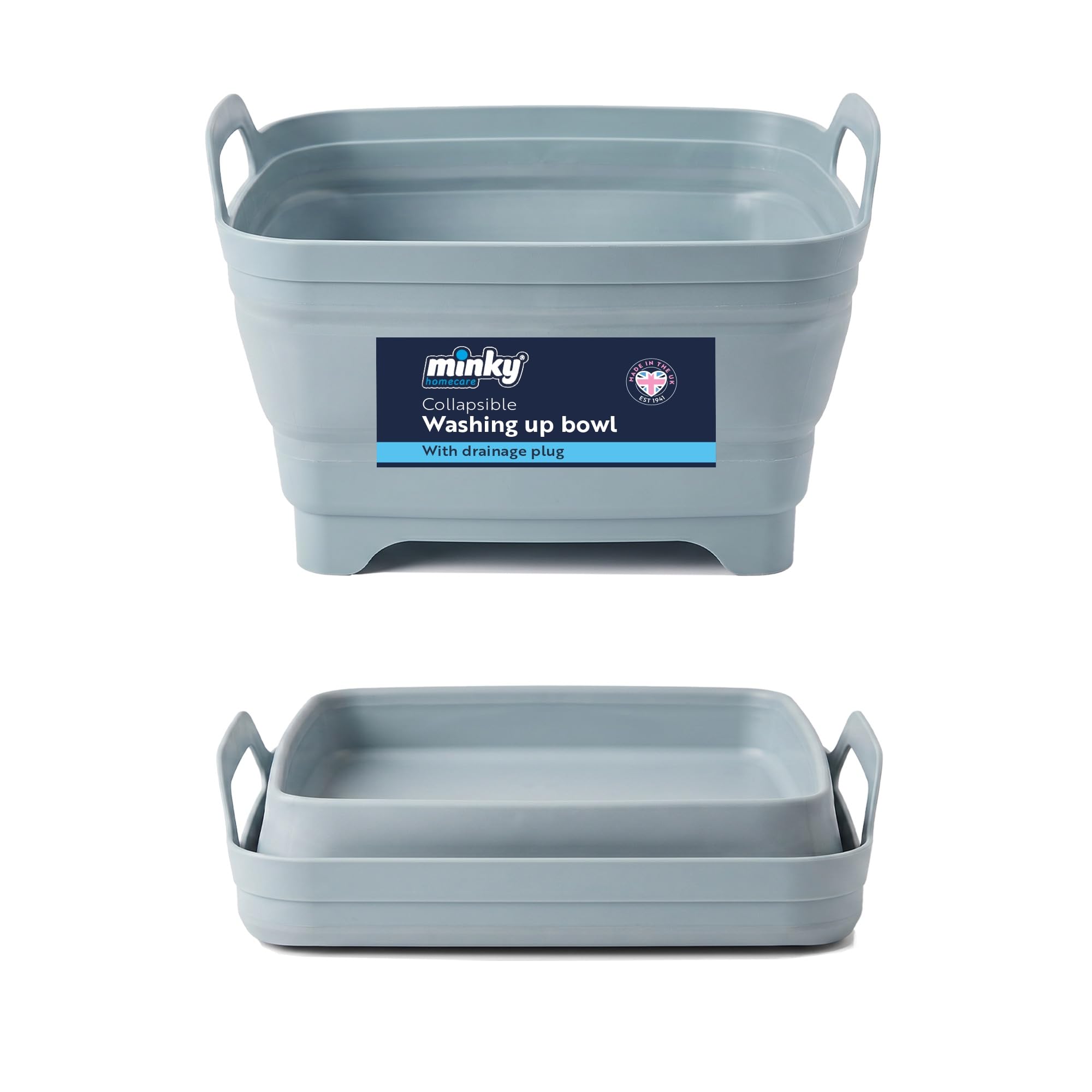 Minky Olivine Collapsible Washing Up Bowl With Plug, 9L Multipurpose Basin