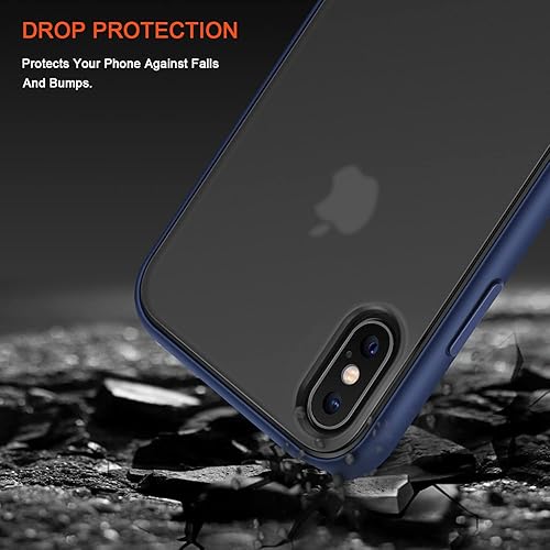 Miniatura 3 de TENDLIN Compatible con iPhone Xs Max, funda translúcida mate dura con parachoques de silicona suave, cómoda funda (azul)