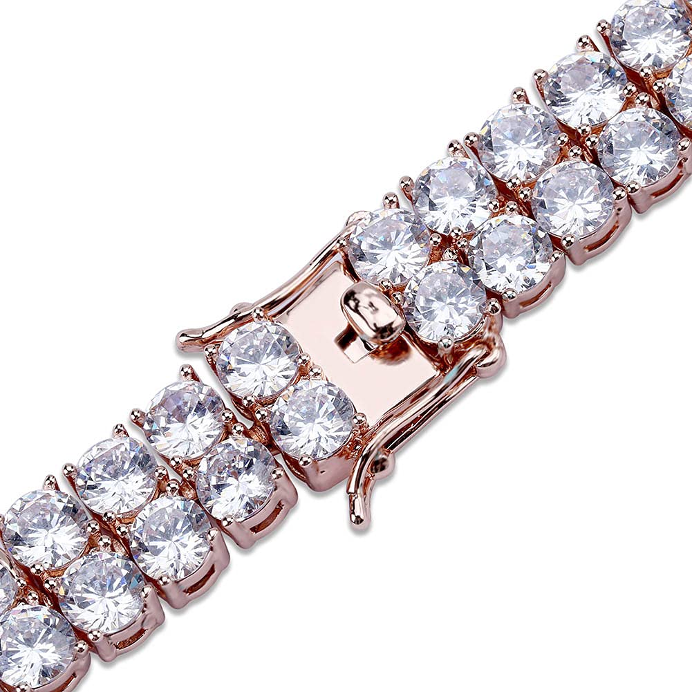 18K Gold Moissanit Doppelrunde Tennisarmband ， 8 Zoll Länge ， Atemberaubendes Schmuckgeschenk für Männer
