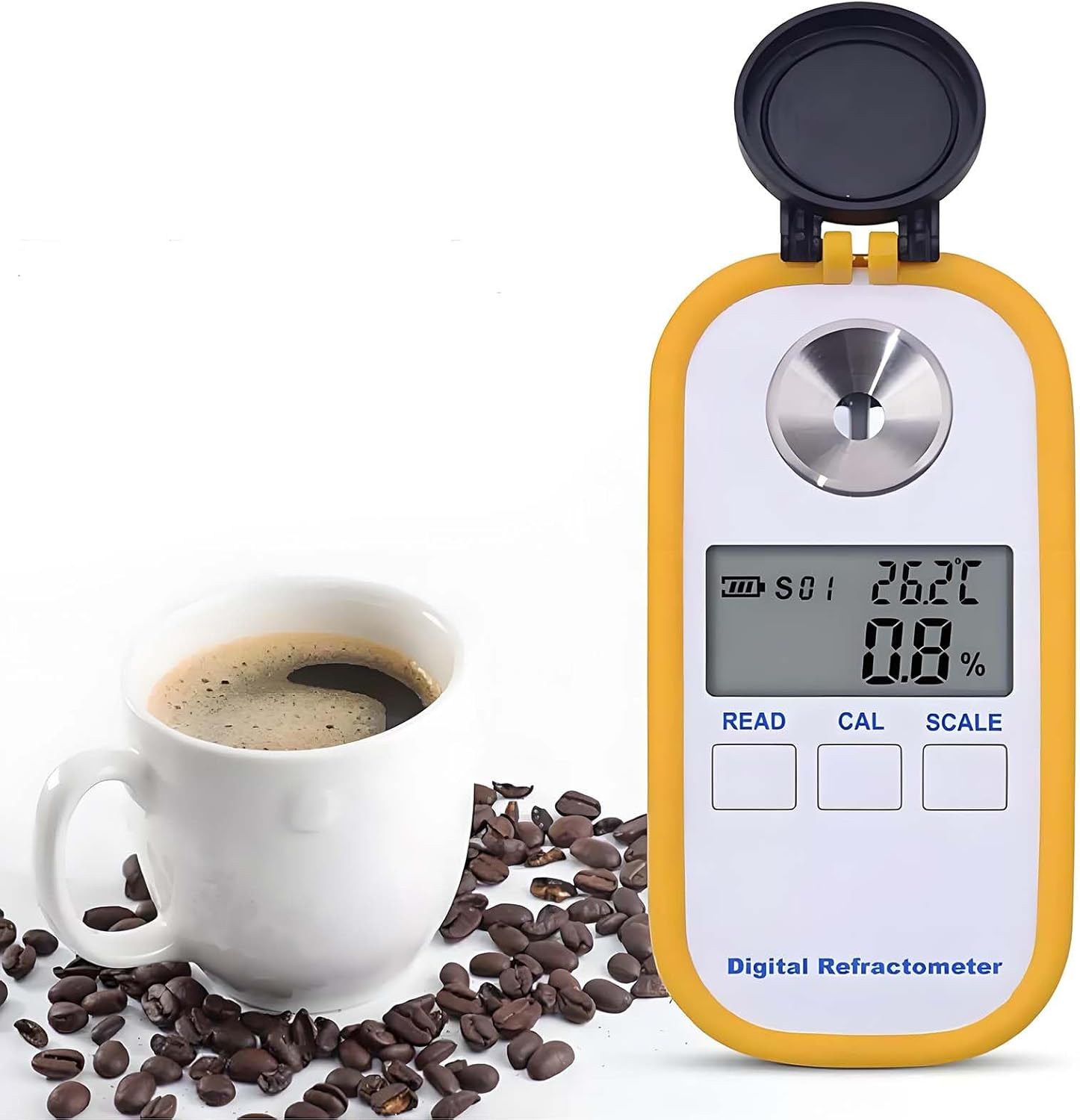 0-90% Brix Digital Refractometer for Honey, Wine & Milk - Handheld Brix Meter for Accurate Sugar Content & Salinity Measurement in Homebrewing & Metalworking
