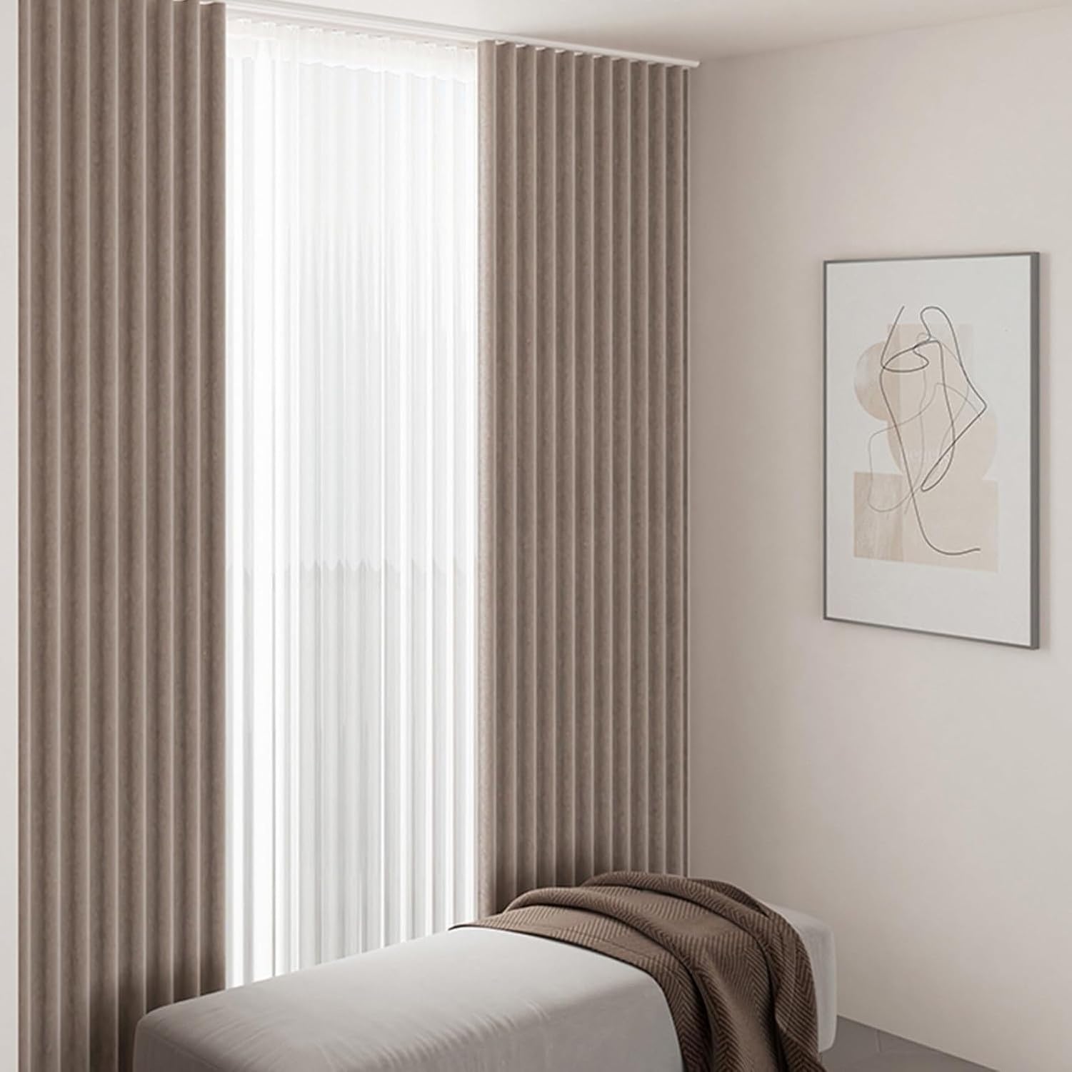 Binario per Tende Autoadesivo, Guida per Tende a soffitto o Parete, Senza Fori, Viti o Attrezzi, Asta Adesiva da 0,6 m a 2,8 m/2,0-8,5 Piedi, Idea, White, 2.8M/(9.1FT)