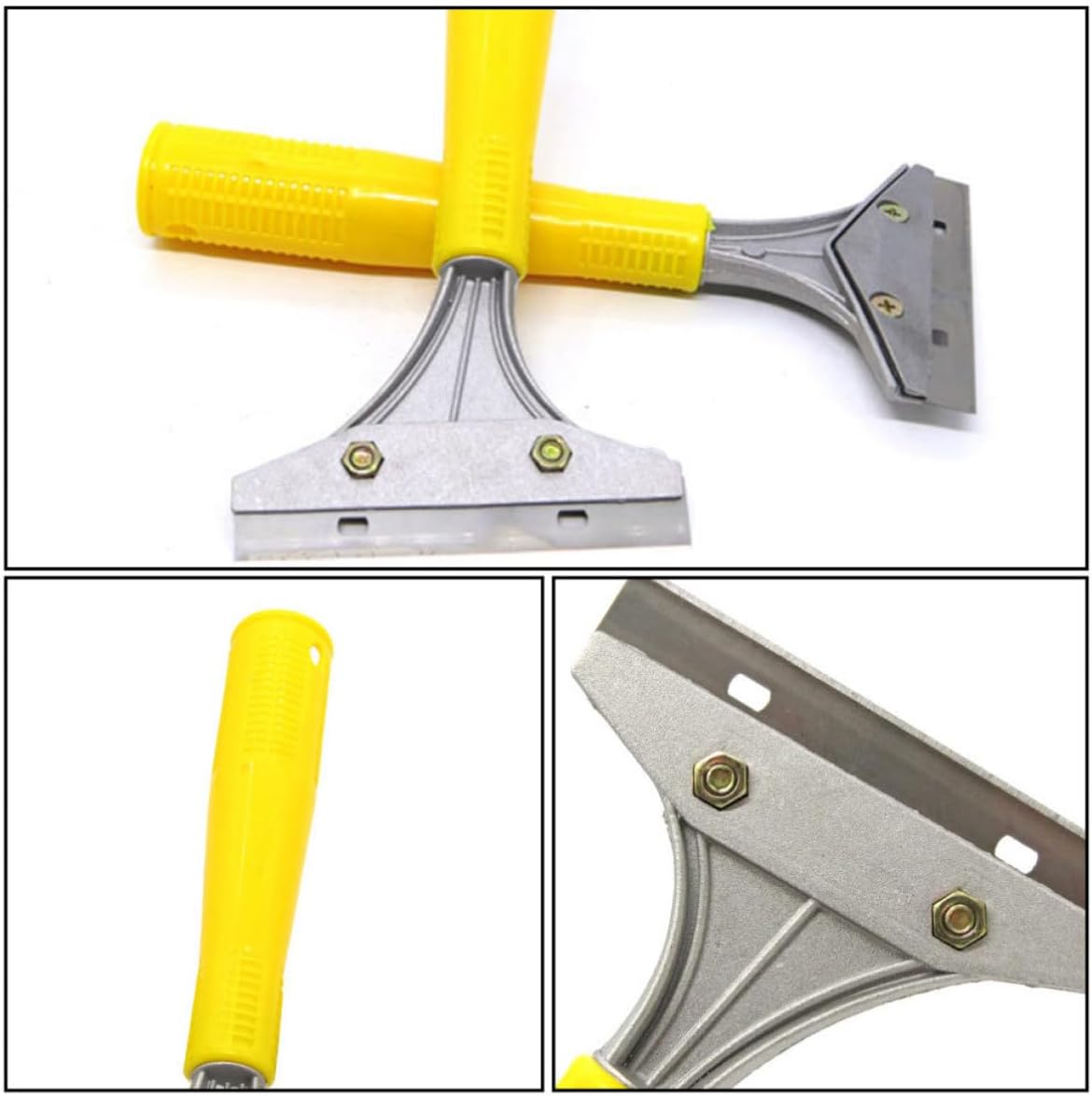 Scrapers Removing 4pcs Scraper Cleaning Aluminum Multi-purpose Set with Alloy Blades, Sturdy Yellow Tool Glue and Paint for Kitchen and Home Use