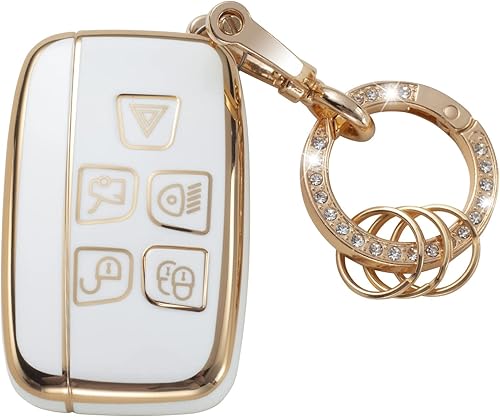 Gematay Funda para llavero Land Rover con llavero, funda para llave Evoque Velar Sport Discovery Freelander2 LR4 Land Rover Sport Jaguar XF XJ XE