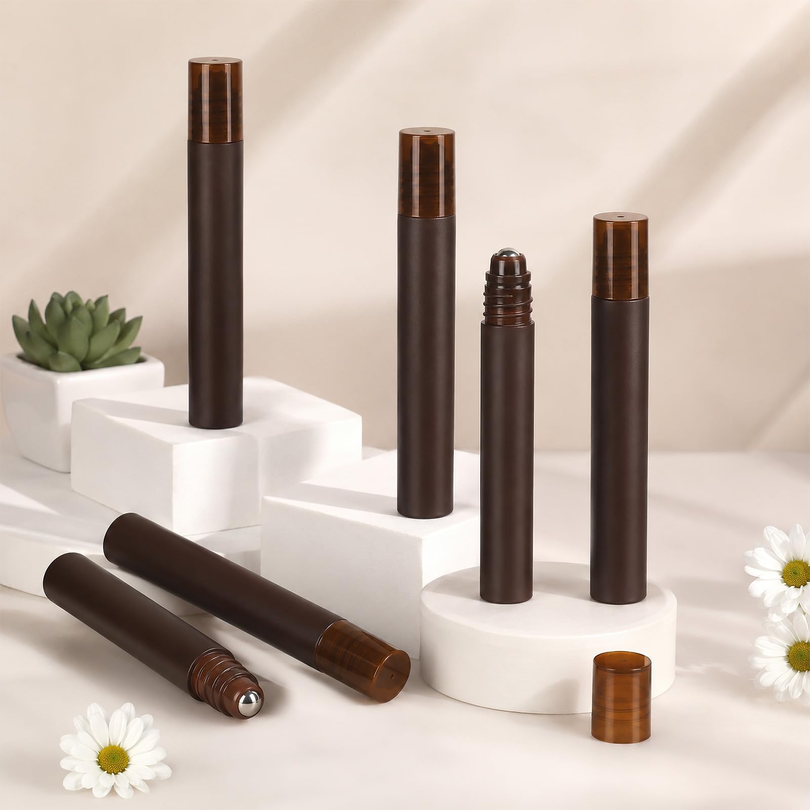 200 Stück 10ml Braune Roll On Flaschen mit 10 Trichtern für Parfümöl