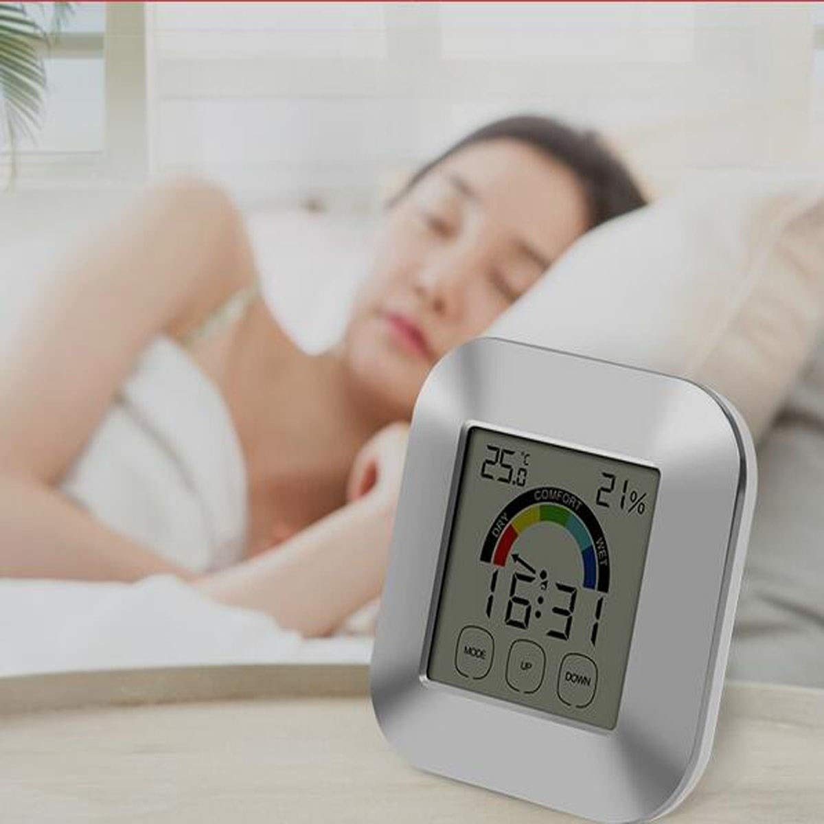 XINGYU Tryb ekranu dotykowego wewnętrznego higrometru elektroniczny świecący suchy higrometr precyzyjny zegar higrometr temperatury i wilgotności Bardzo przydatne narzędzia gospodarstwa domowego