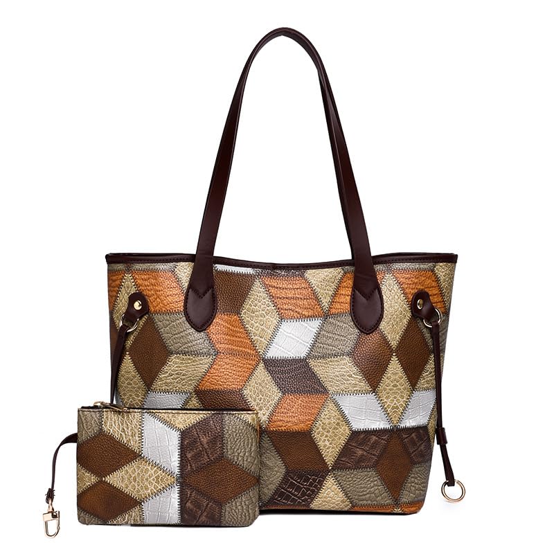 BARAK WATCHES Women's Shoulder Bags Satchel Handbags, Tote Bag for Women Top Handle Satchel Purse And Handbag Set (Brown)