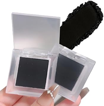 Black Matte Eyeshadow Pressed Shadow Powder, 1 Shade Square Compact Case