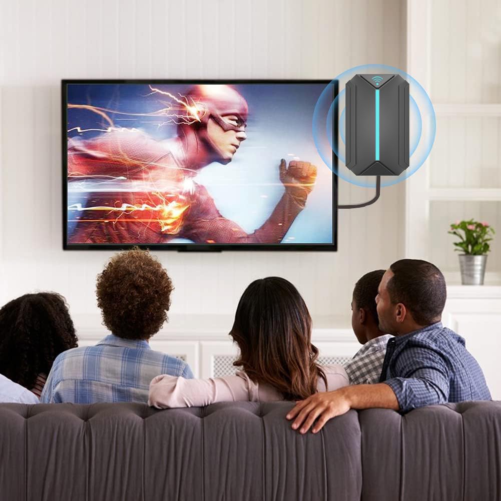 Antenna TV interna per canali locali, antenna Smart TV, antenna a lungo raggio per HDTV senza cavo, amplificatore di segnale amplificato a lungo raggio di ricezione con oltre 1200 miglia, supporta 4K