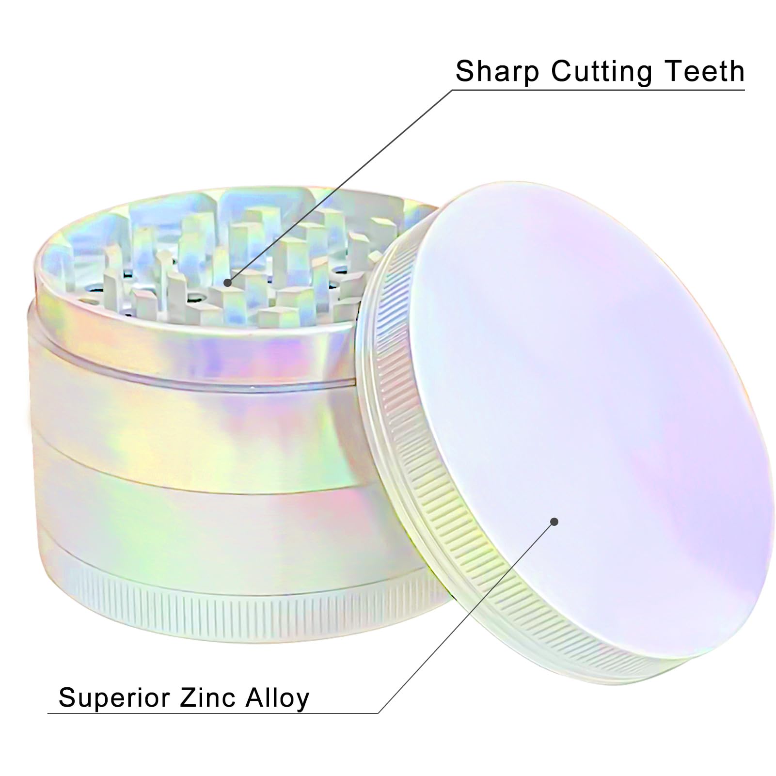 VRUPINZE 2.0 Inch Large Spice Grinder for Kitchen, White Rainbow