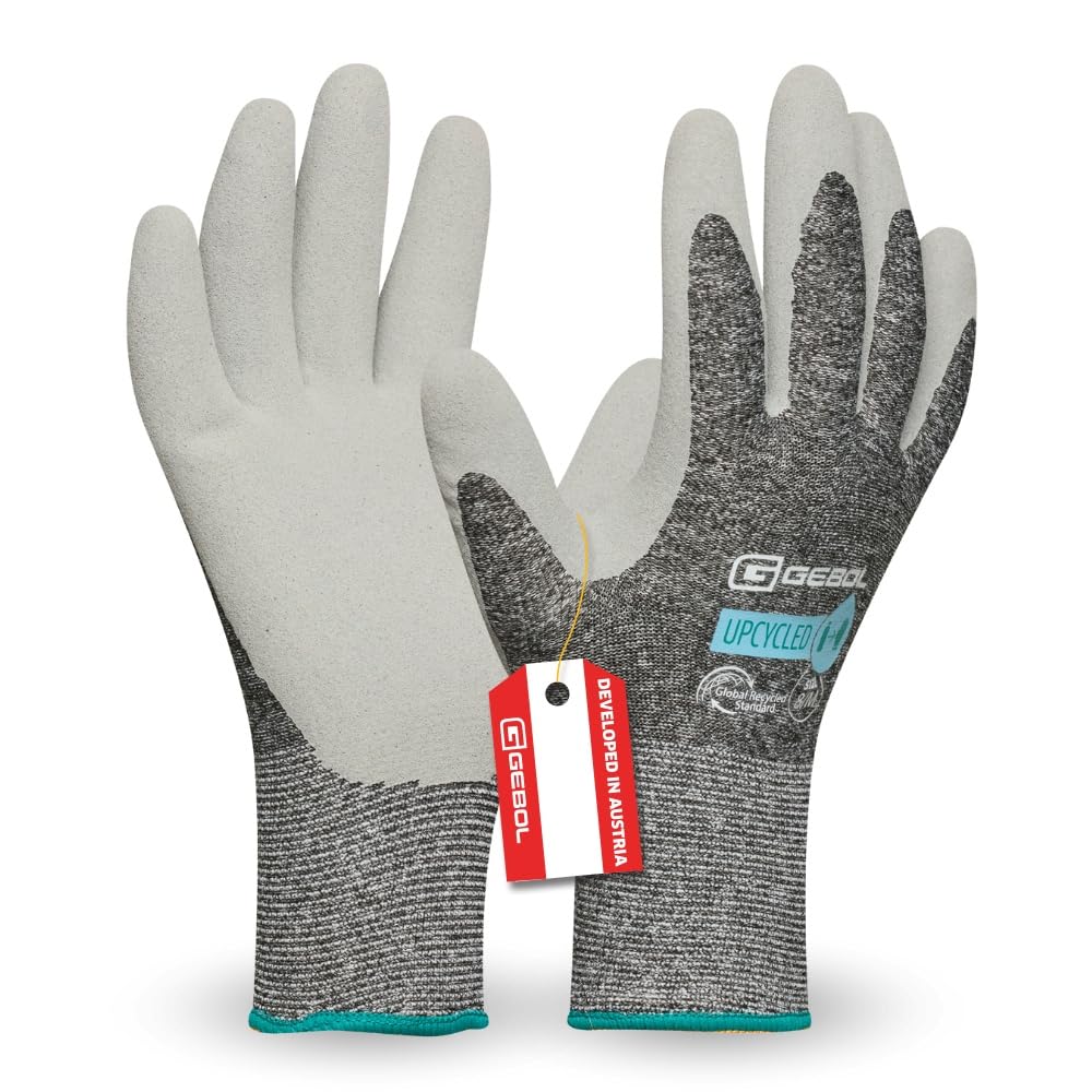 Gebol Upcycled Winter | Size S (Size 7) | Sustainable Winter Work Gloves | Seamless Winter Gloves with Latex Coating | High Comfort | Very Good Fit | for Women | Grey | 1 Pair