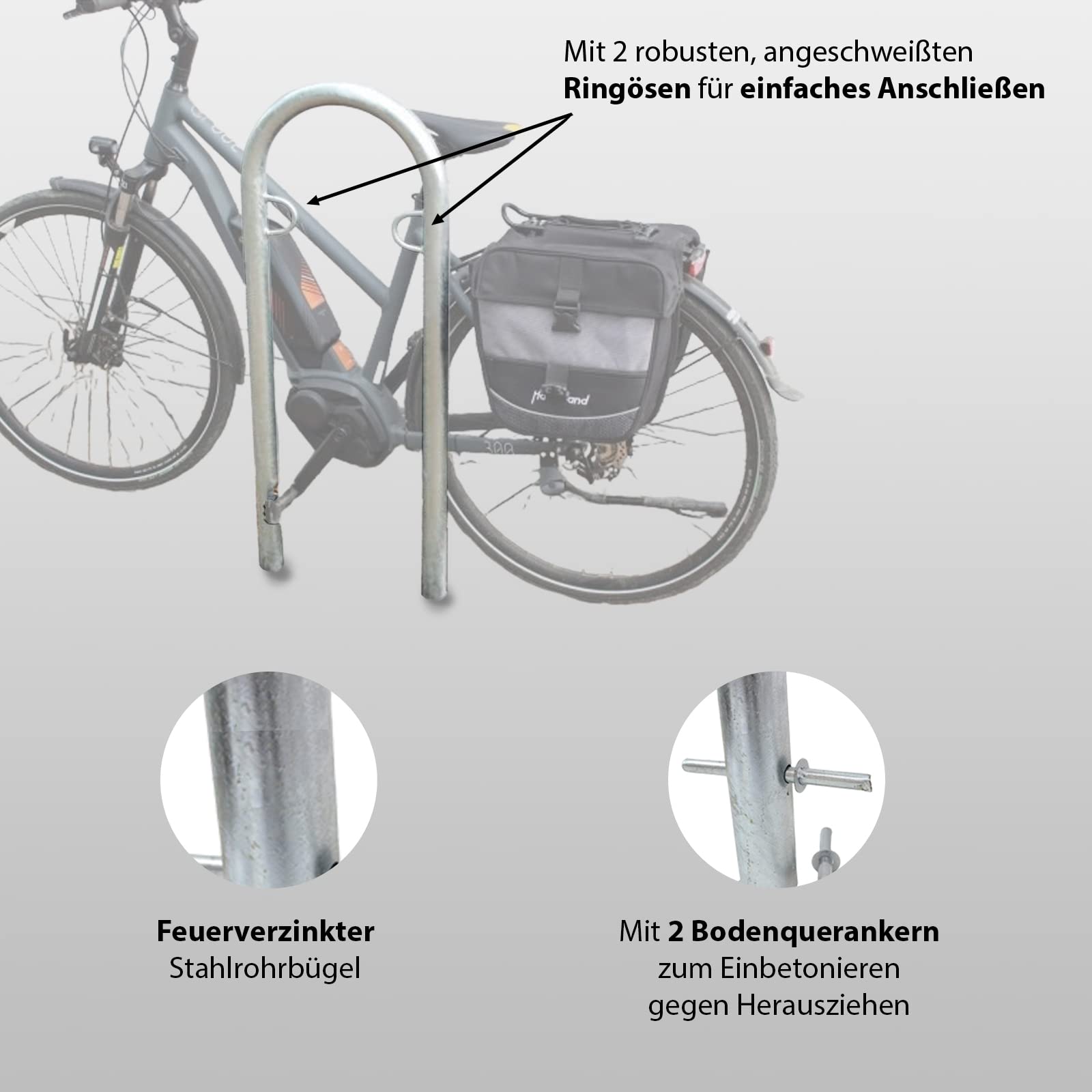 Baumarktplus TRUTZHOLM Fahrradanlehnbügel Fahrradständer 111,5x40cm Anlehnbügel Anlehnständer Poller Ständer feuerverzinkt Fahrradständer Fahrrad Ständer Rad Baumschutzbügel Bike