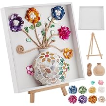 WEBEEDY DIY Mosaic Painting Kit Flower Vase Pattern Mosaic Arts and Craft Kits Mosaic Decorative Supplies with Instruction,Table Centerpiece Christmas Room Decor Adults Gifts,7.9x7.9 inch/20x20cm