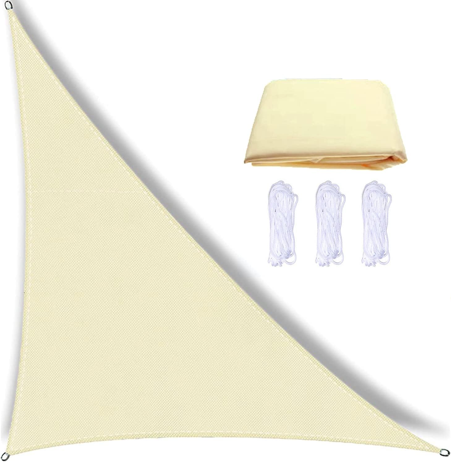 Voile d'ombrage triangulaire en polyester haute densité avec poteaux pour terrasse