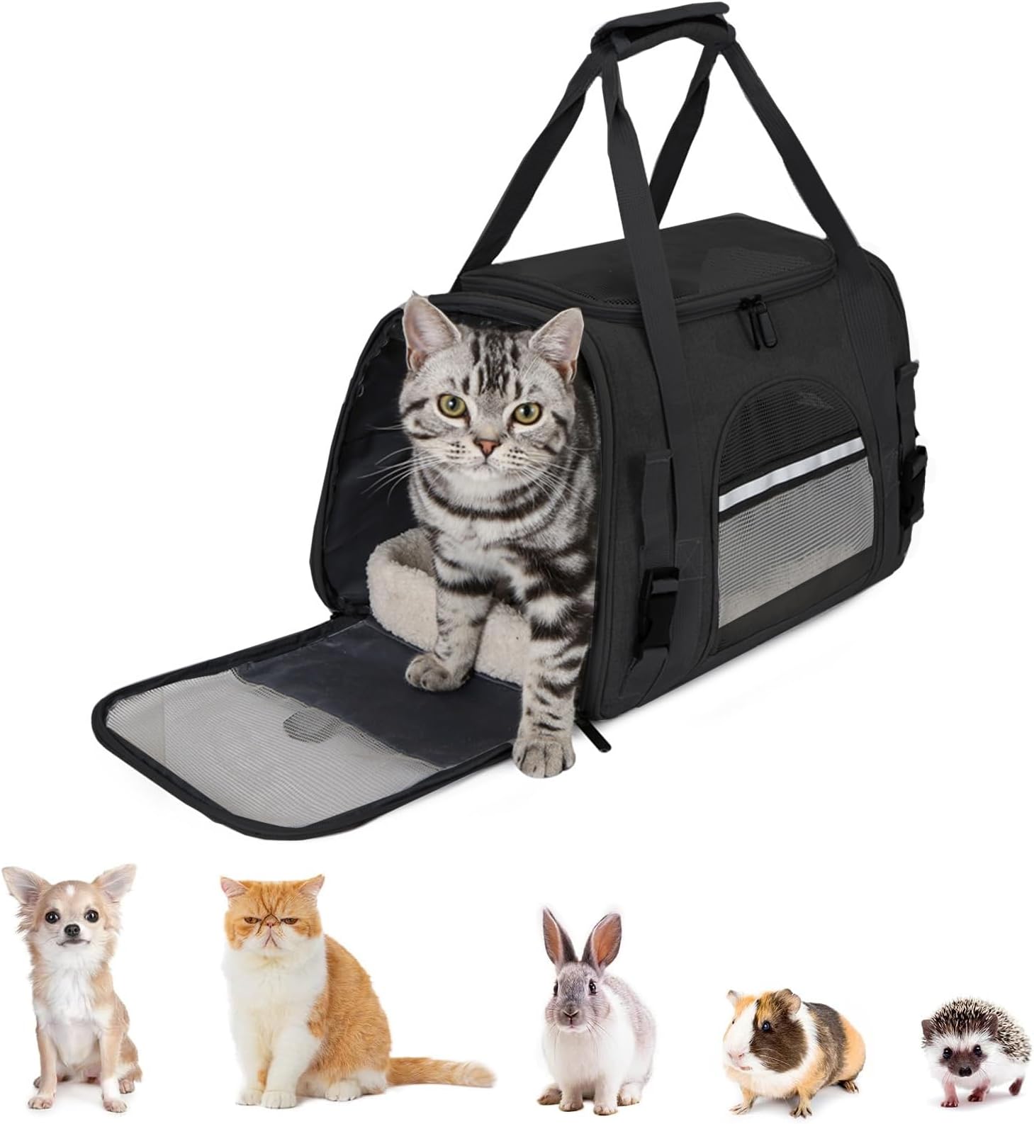 INGUNAR Portable Cat Carrier Bag, Airline Approved Pet Travel Carrier, Small Pet Cages, Soft-Sided Collapsible Travel Pet Carrier for Cats or Dogs or Rabbit Medium Small Pets Within 7kg