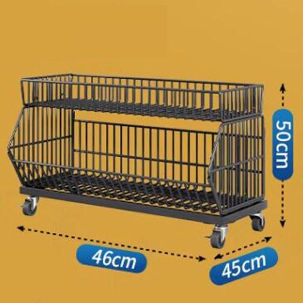 Cesto Di Verdure Da Frutta, Carrello Impilabile Del Cesto Del Filo Metallico Scaffali Promozionali Per Supermercati Multistrato Espositore Rack Per Farmacia Per La Cucina ufficio Dome(Size:90x45x80cm)