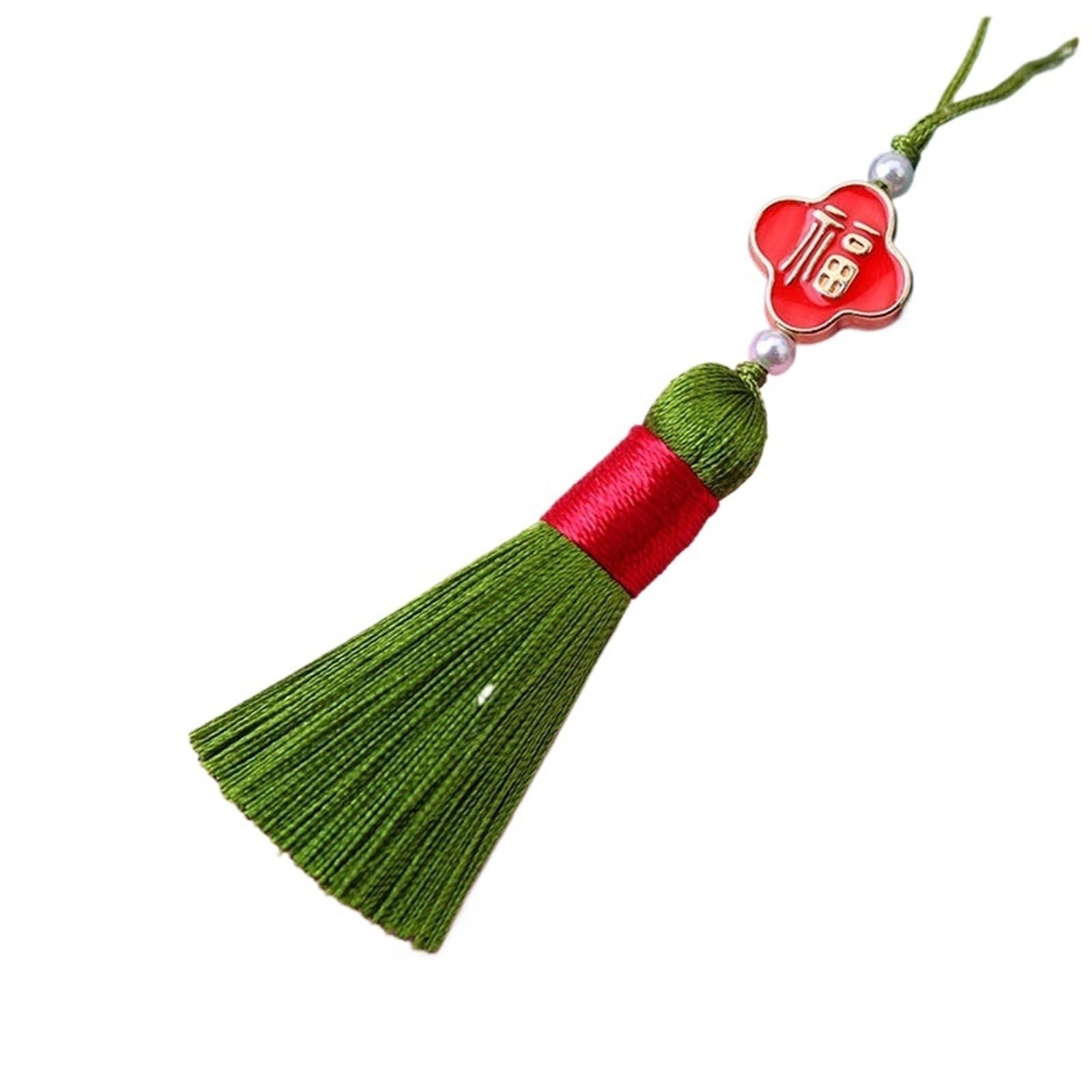 Tassel Craft Floss, Silk Tassel Craft Decor Chinese Knot Fringe Bookmarks Pendant(Green,10pcs)