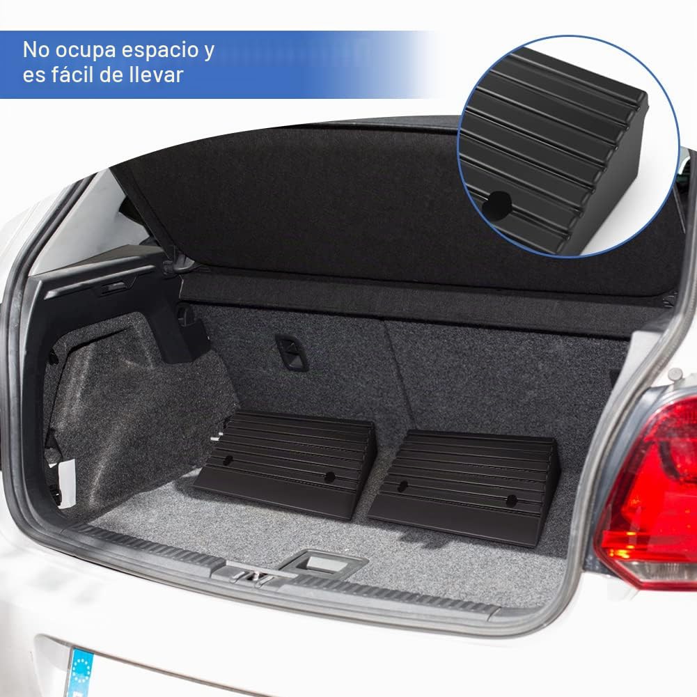 Dioche Rampa de umbral de Movilidad, 2 rampas de Goma con amortiguación Silla de Ruedas de Moto, 19,17 x 9,45 x 3,94 Pulgadas
