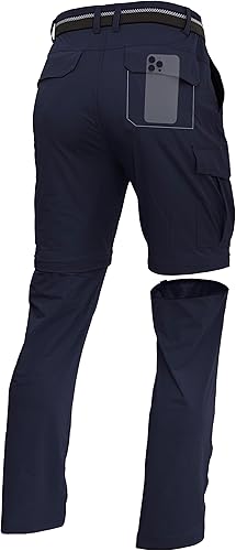 Mens Hiking Convertible Pants Zip Off Quick Dry Lightweight Fishing Safari Trave